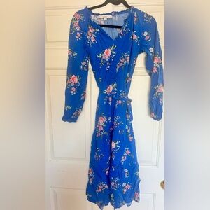 Floral Blue Long Sleeve Dress